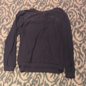 Ann Taylor Black Lace Detail Blouse